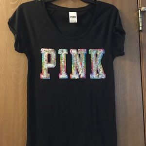 Pink black rainbow sparkle shirt